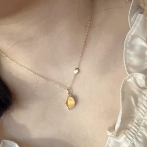 Natural Citrine Necklace Women's Choker