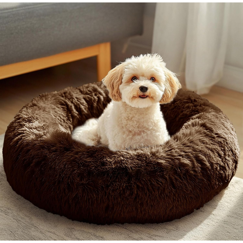 Small Dog Bed, Calming Soft Anti-Anxiety Donut Cat Bed - Image 21