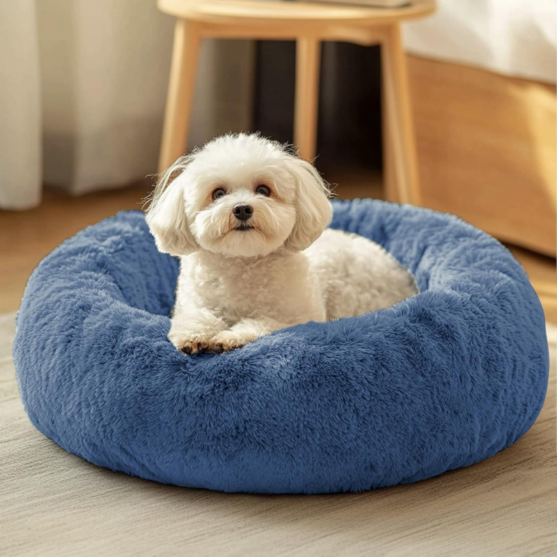 Small Dog Bed, Calming Soft Anti-Anxiety Donut Cat Bed - Image 6