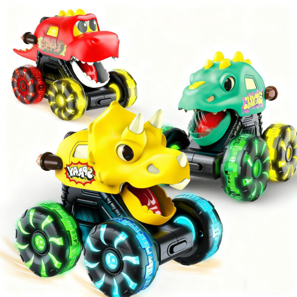 Press and Go Cars Toys Inertial Glide Model Light-up Toys Pull Back Truck Monster Truck Toys Dinosaur Cars - Image 2