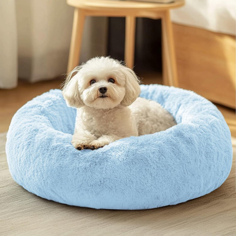 Small Dog Bed, Calming Soft Anti-Anxiety Donut Cat Bed - Image 19