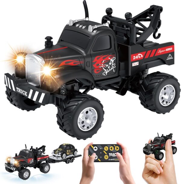 New Fast 1:64 Scale Mini Alloy Truck Electric Led Lights 24ghz Remote App Control 3 Speed Rc Car - Image 2