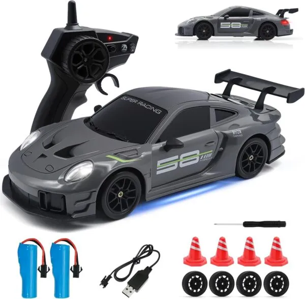 1 24 Scale 4WD 2 4GHz High Speed 20KMH LED Linkage Light Set Indoor Mini Electric Racing Full Remote Control Drift RC Car - Image 2