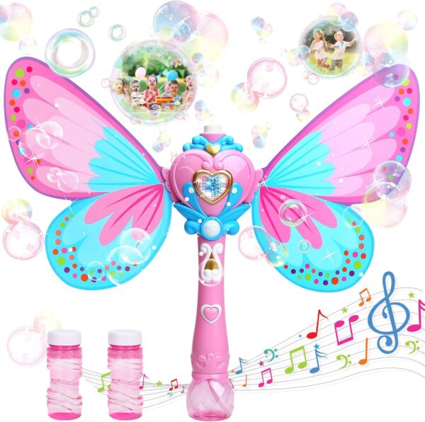 Newest Beauty Full-Automatic Wings Bubble Magic Bubble Wand Light Up With Music Plastics Soap Froth Bubble Wand Toys - Image 2