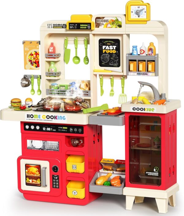 82CM Simulation Tableware Family Cooking Water Spray Steam Lights Sound Sink Pretend Toddler Kitchen Toy - Image 2
