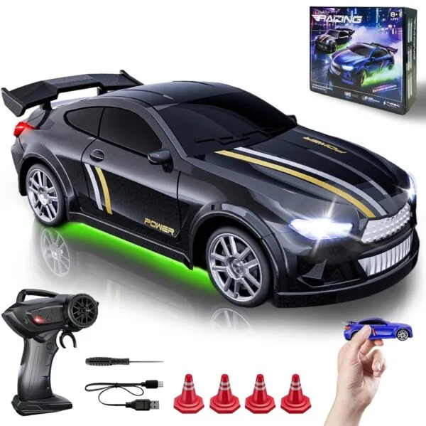 1/64 Scale 4WD High Speed LED Lights 2.4GHz Proportional 2-Speed Stunt Adults Kids Remote Control Mini Drift RC Car - Image 2