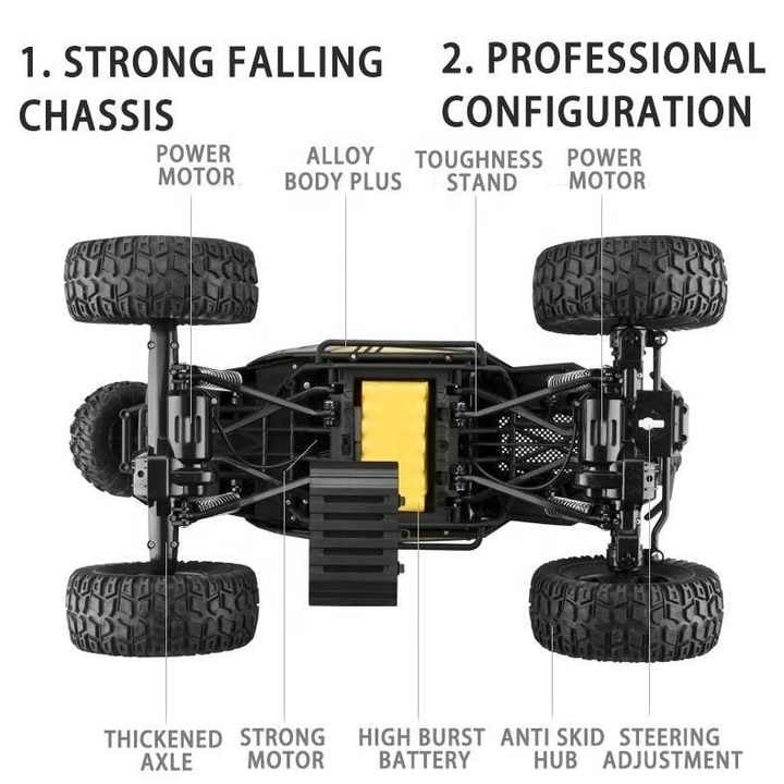 2.4G 50cm 1:8 Scale 4WD High Speed Metal Remote Control Monster Truck Crawler Car Toy - Image 6