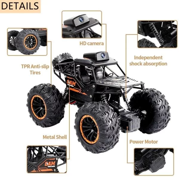 1:18 2.4G Alloy RC Car With HD 720P WIFI FPV Camera Machine Stunt SUV Climbing Toy - Image 7