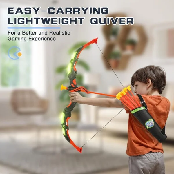 Toy Supplier China Kids Outdoor Toys Bow and Arrow Toy 2-Pack LED Light Up Archery Set with 20 Suction Cup Arrows and Standing Target - Image 12