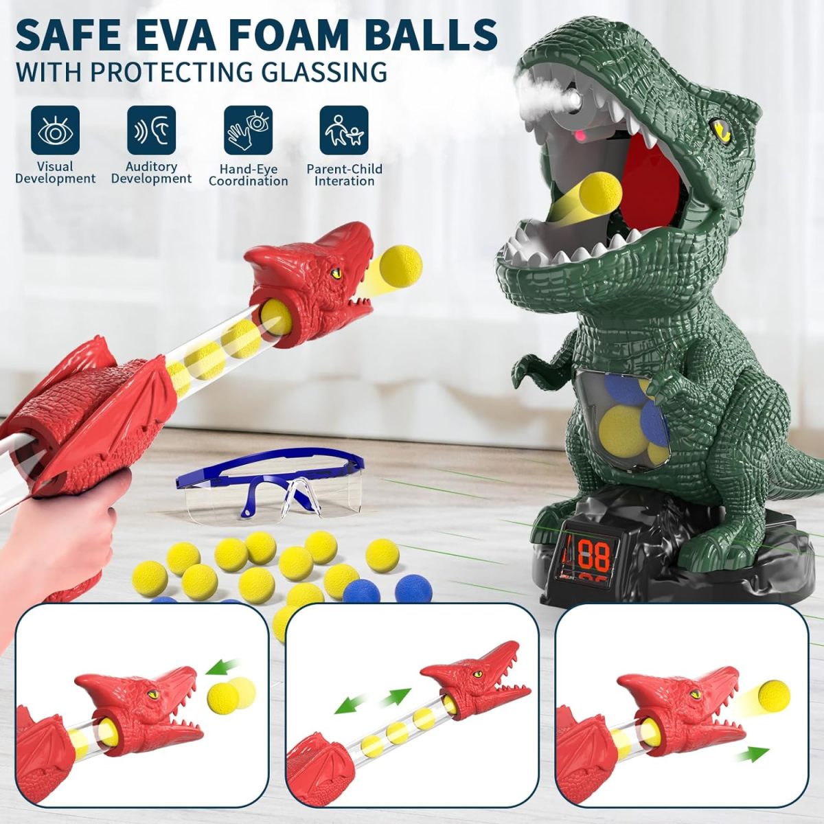 Bulk Toy Orders Children’s Moveable Dinosaur Foam Soft Bullet Gun Dinosaur Shooting Game Toys for Kids - Image 10