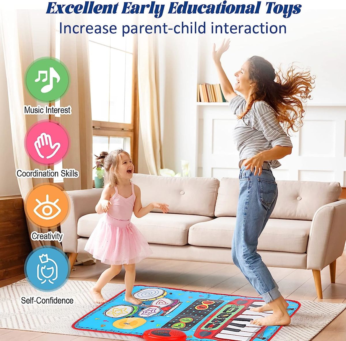 China Toy Distributor Wholesale Educational Kids Interactive Drum Piano Keyboard 2 in 1Baby Musical Play Mat Toys - Image 6
