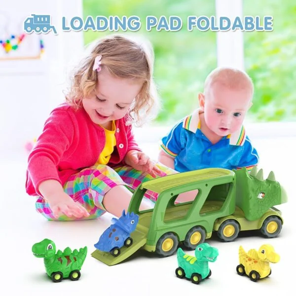 Triceratops Transport Carrier Truck With 4 Pack Small Dino Car Toy Set - Image 18