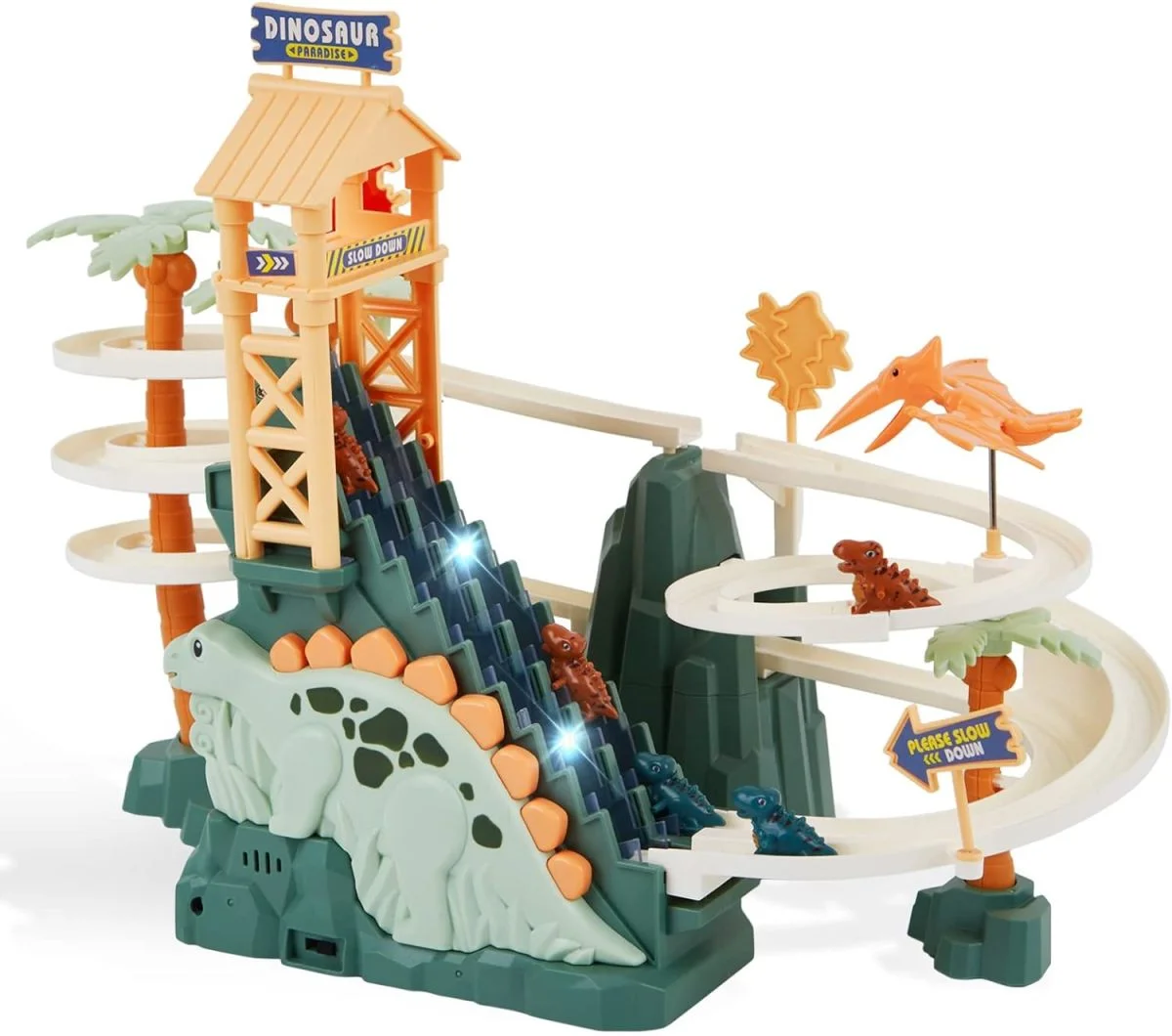 Dinosaur Slot Track Light Up Music Stairs Toy - Image 2