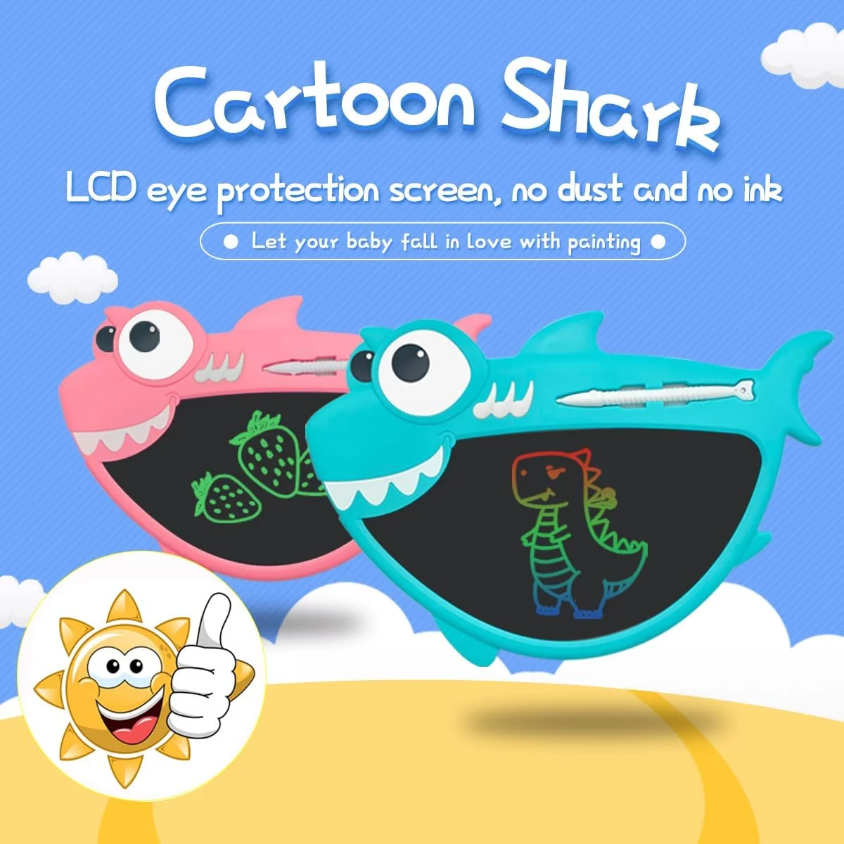 Wholesale 9 Inch Digital Colorful Screen LCD Shark-shaped Drawing Tablet - Image 5