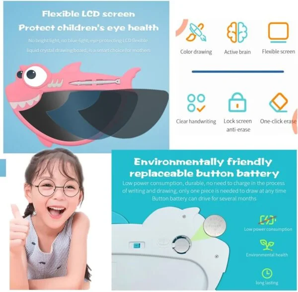 Wholesale 9 Inch Digital Colorful Screen LCD Shark-shaped Drawing Tablet - Image 12
