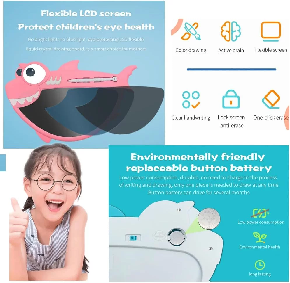 Wholesale 9 Inch Digital Colorful Screen LCD Shark-shaped Drawing Tablet - Image 11