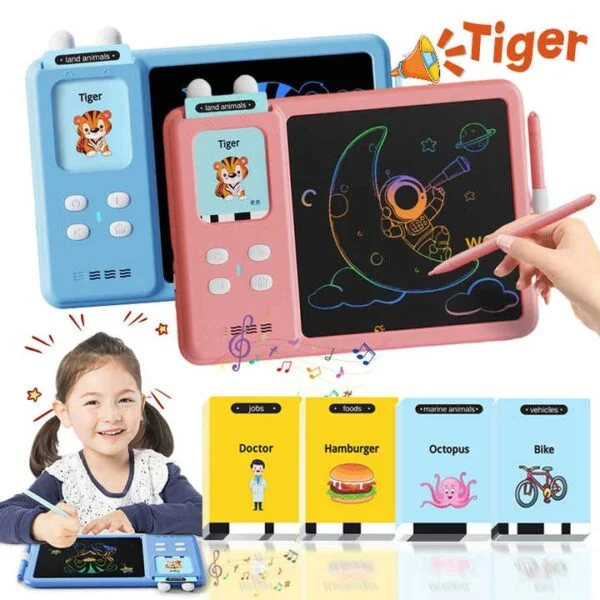 Wholesale 2-in-1 LCD Learning Writing Drawing Tablet With English Talking Flash Cards - Image 3