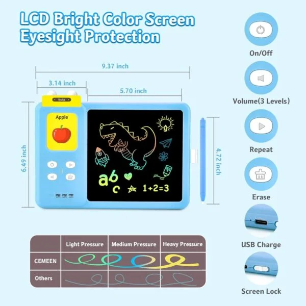 Wholesale 2-in-1 LCD Learning Writing Drawing Tablet With English Talking Flash Cards - Image 6