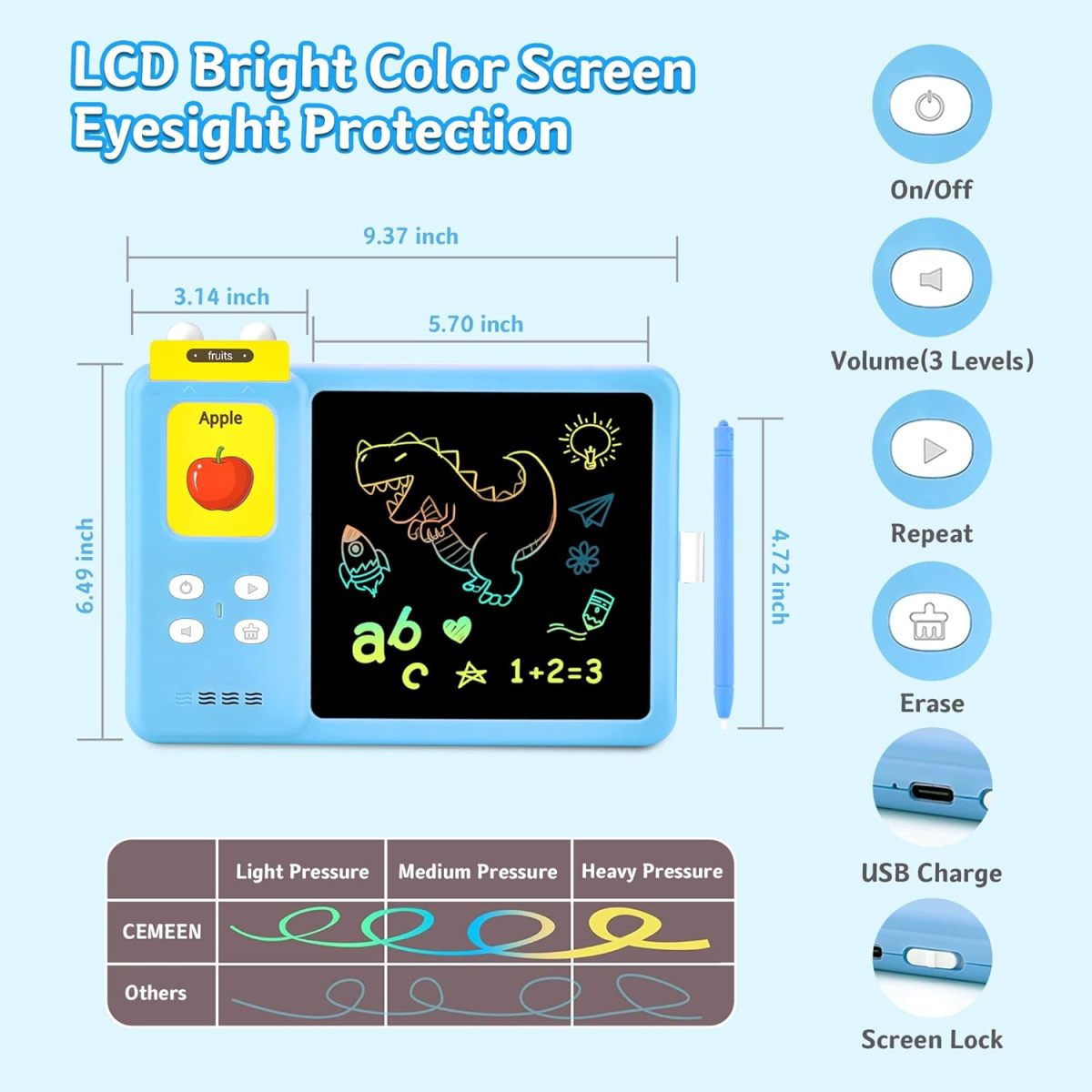 Wholesale 2-in-1 LCD Learning Writing Drawing Tablet With English Talking Flash Cards - Image 4
