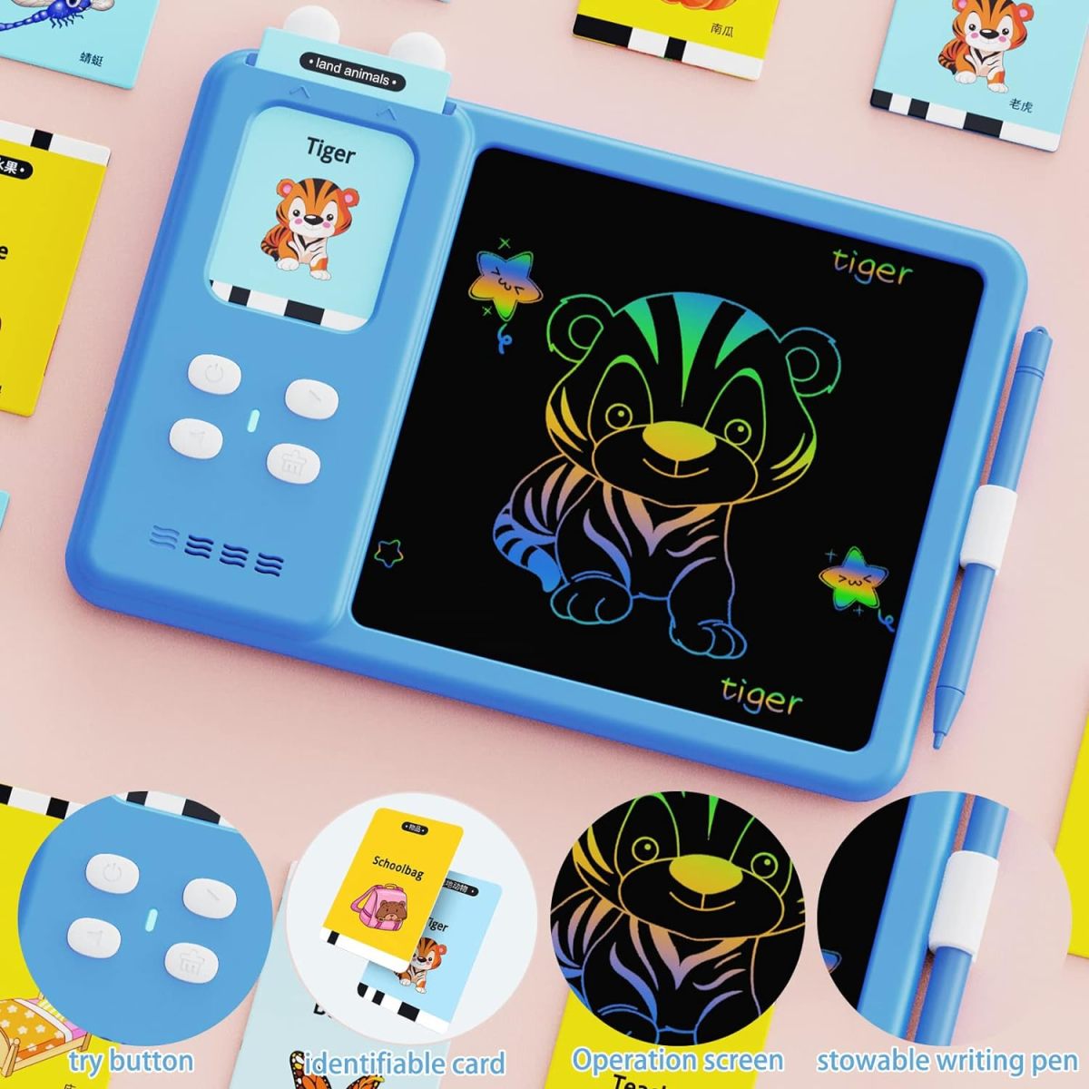 Wholesale 2-in-1 LCD Learning Writing Drawing Tablet With English Talking Flash Cards - Image 7