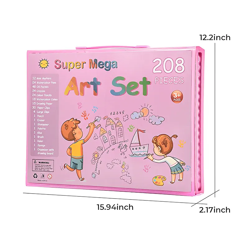 ODM Toy Manufacturer Wholesale China School Kids Drawing Art Set Stationery Set 208 Pieces Drawing Toy - Image 7