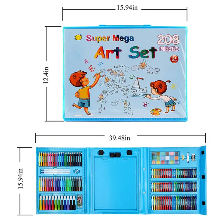 ODM Toy Manufacturer Wholesale China School Kids Drawing Art Set Stationery Set 208 Pieces Drawing Toy - Image 11