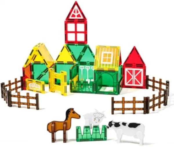 Factory Direct Toy Prices Kids Educational Diy Assembly Colorful 46Pcs Magnetic Tile Farm Animals Construction Blocks Toys Set - Image 3