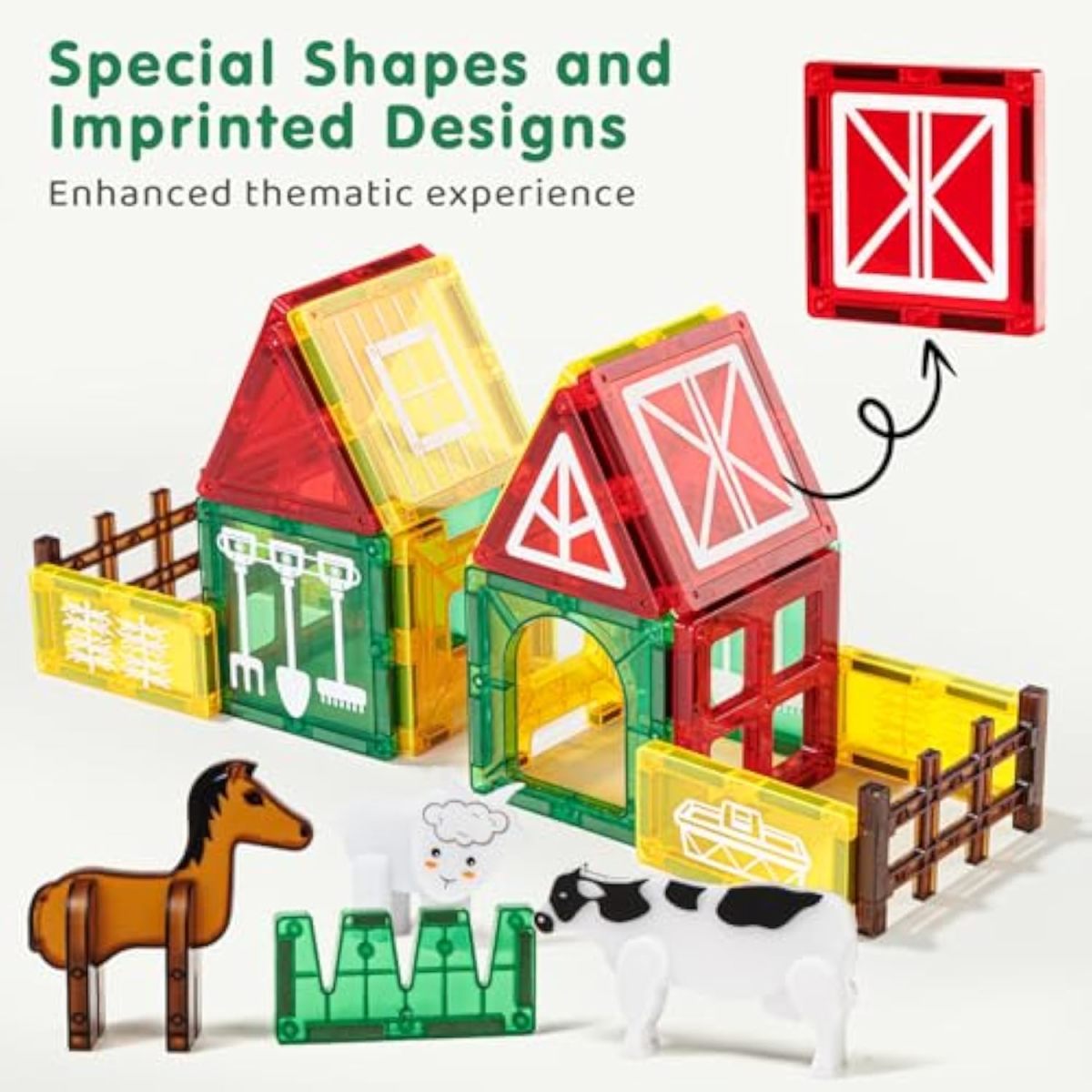 Factory Direct Toy Prices Kids Educational Diy Assembly Colorful 46Pcs Magnetic Tile Farm Animals Construction Blocks Toys Set - Image 4