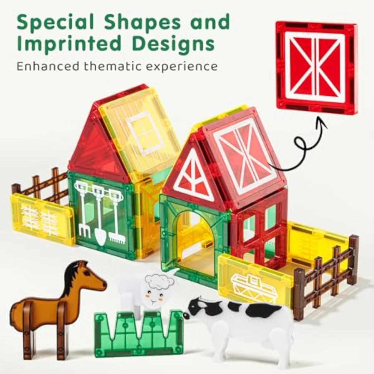 Factory Direct Toy Prices Kids Educational Diy Assembly Colorful 46Pcs Magnetic Tile Farm Animals Construction Blocks Toys Set - Image 5