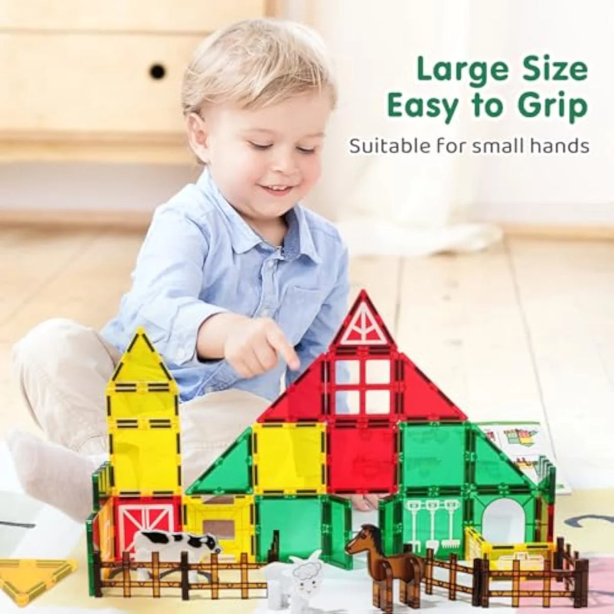 Factory Direct Toy Prices Kids Educational Diy Assembly Colorful 46Pcs Magnetic Tile Farm Animals Construction Blocks Toys Set - Image 14