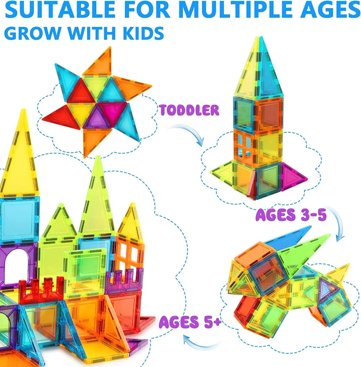 Cost-Effective Toy Supplier 3D Magnetic Tiles 100 Pcs Magnetic Building Blocks Learning Educational Blocking Building Toys - Image 17