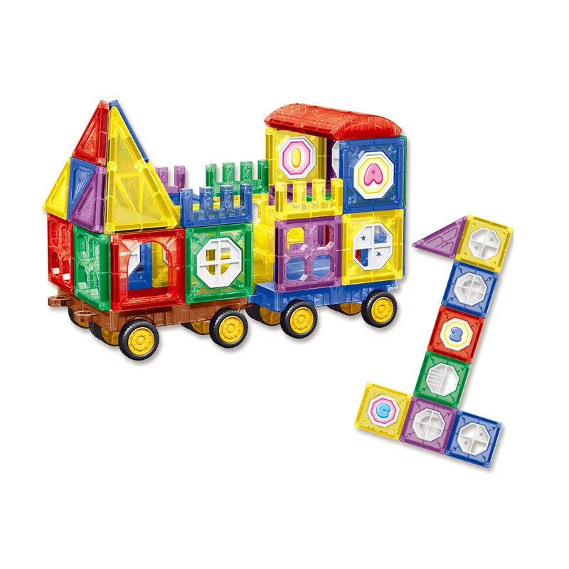 Factory Price Toys kids early learning 3D construction building blocks train magnetic tiles toys set 72 pcs - Image 2