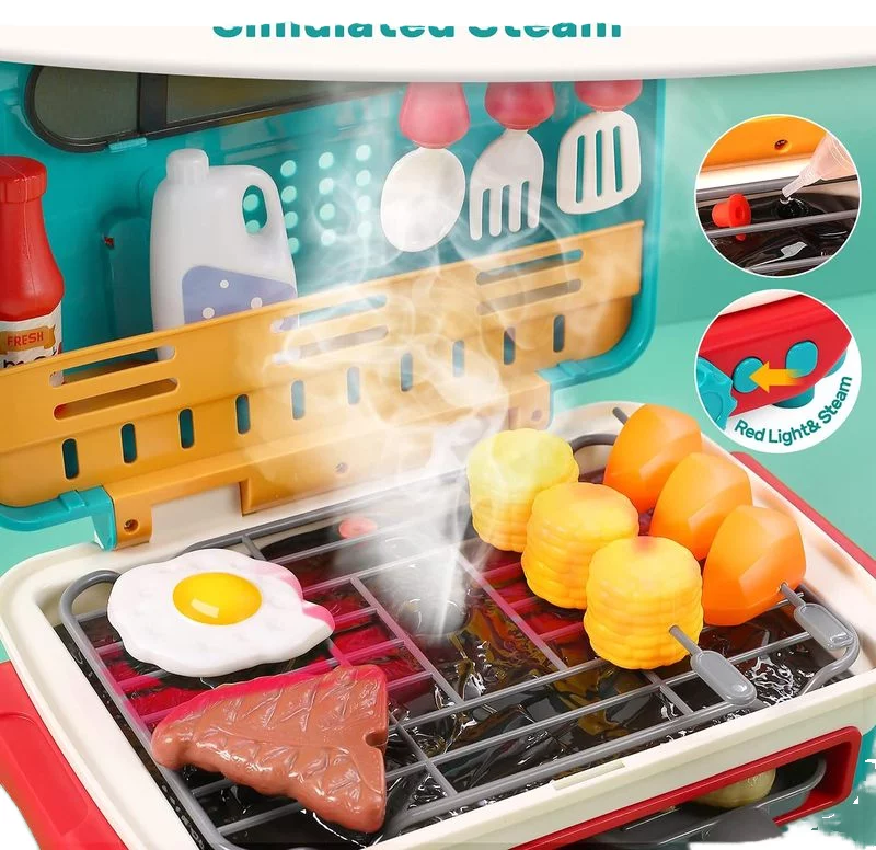 Global Toy Supplier Kitchen Toys Barbecue Grill Kitchen Cooking BBQ Pretend Play Set Toy Color Changing Play Food Dishes Home Appliance Toys - Image 5