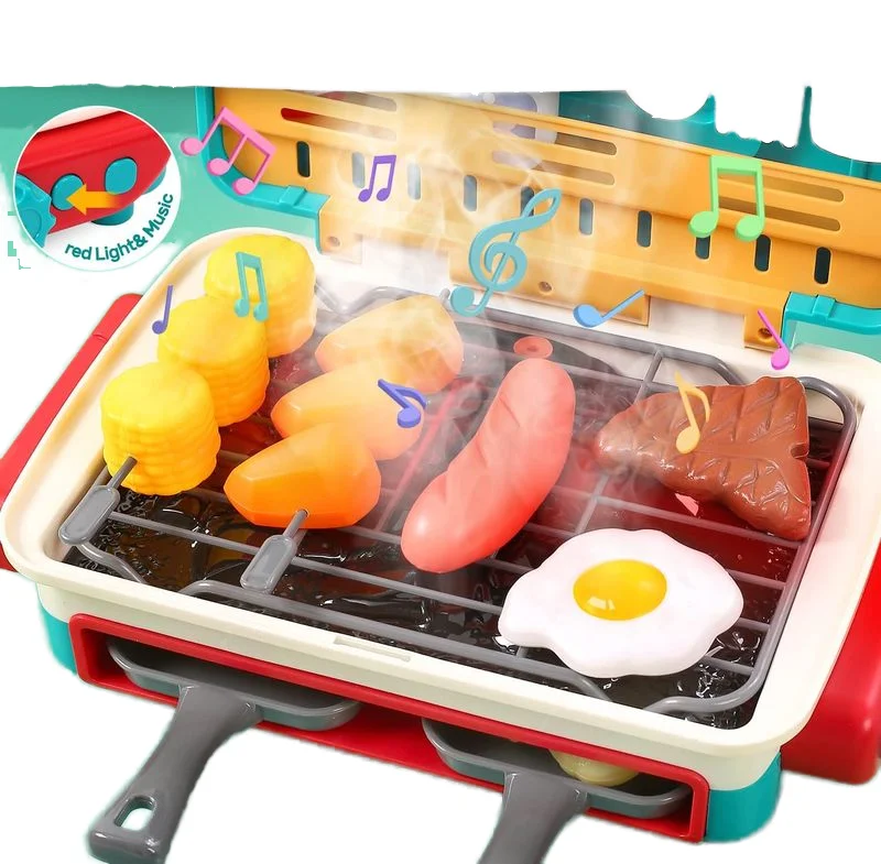 Global Toy Supplier Kitchen Toys Barbecue Grill Kitchen Cooking BBQ Pretend Play Set Toy Color Changing Play Food Dishes Home Appliance Toys - Image 11