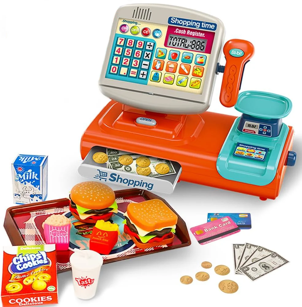 Toy Industry Partner Pretend Play Preschool Supermarket Toy Electronic Cashier Machine Cash Register Toy for Kids - Image 2