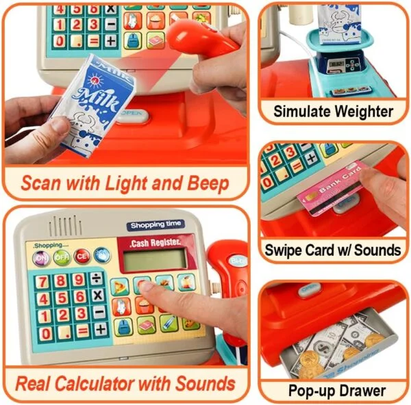 Toy Industry Partner Pretend Play Preschool Supermarket Toy Electronic Cashier Machine Cash Register Toy for Kids - Image 6