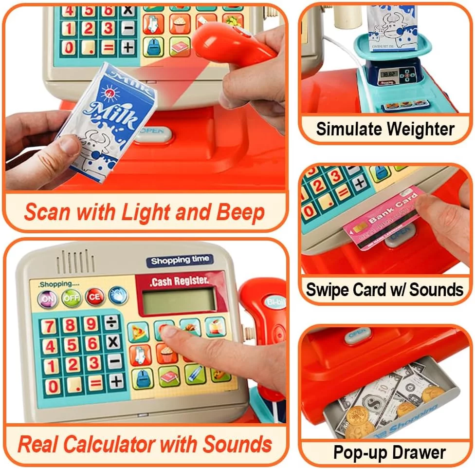 Toy Industry Partner Pretend Play Preschool Supermarket Toy Electronic Cashier Machine Cash Register Toy for Kids - Image 5