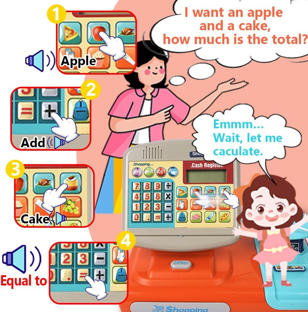 Toy Industry Partner Pretend Play Preschool Supermarket Toy Electronic Cashier Machine Cash Register Toy for Kids - Image 7