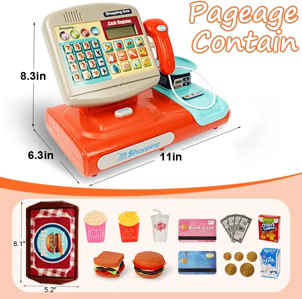 Toy Industry Partner Pretend Play Preschool Supermarket Toy Electronic Cashier Machine Cash Register Toy for Kids - Image 11