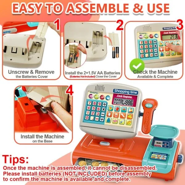 Toy Industry Partner Pretend Play Preschool Supermarket Toy Electronic Cashier Machine Cash Register Toy for Kids - Image 15