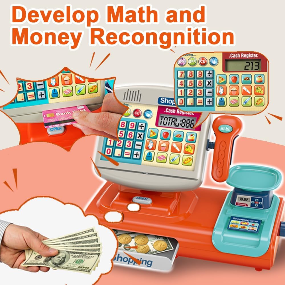 Toy Industry Partner Pretend Play Preschool Supermarket Toy Electronic Cashier Machine Cash Register Toy for Kids - Image 16
