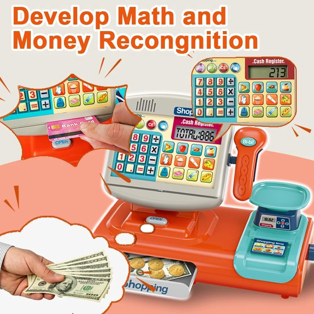 Toy Industry Partner Pretend Play Preschool Supermarket Toy Electronic Cashier Machine Cash Register Toy for Kids - Image 17