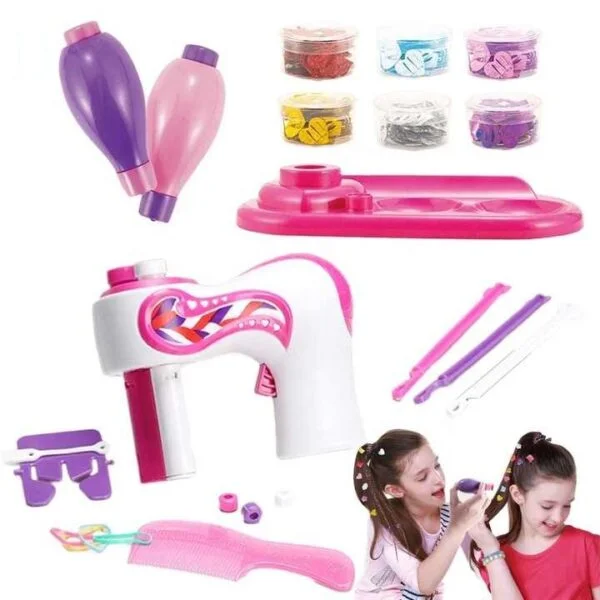 B2B Toy Supplier Kids Bling Bling Hair Dresser Salon Toy Automatic Hair Braider Machine Toy for Girls - Image 3