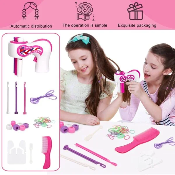 B2B Toy Supplier Kids Bling Bling Hair Dresser Salon Toy Automatic Hair Braider Machine Toy for Girls - Image 6