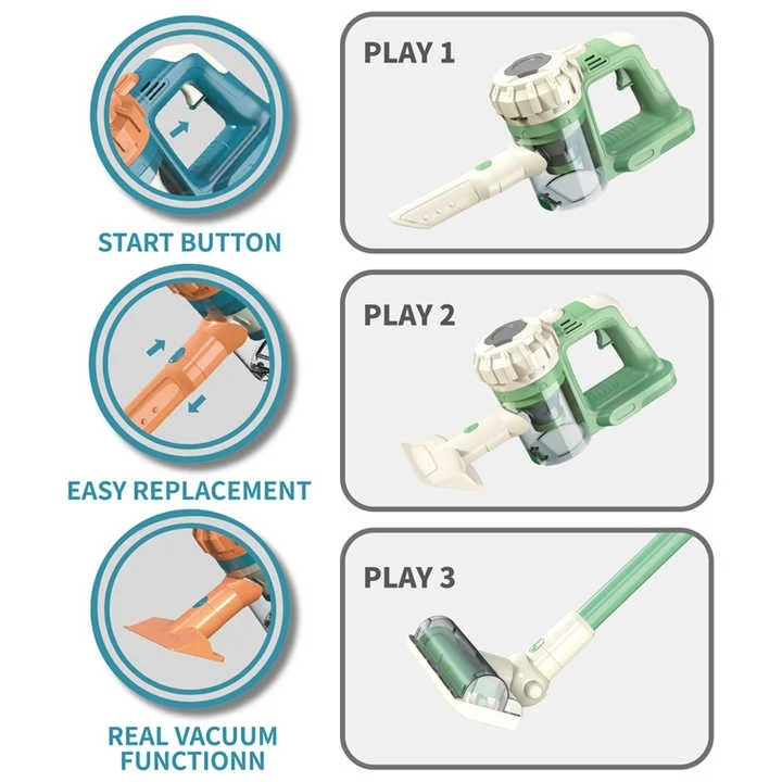 Toy Supplier Partnership 3-in-1 Toddler Pretend Play Preschool Kids Cleaning Set Housekeeping Toys Vacuum Cleaner Toy for Kids - Image 11