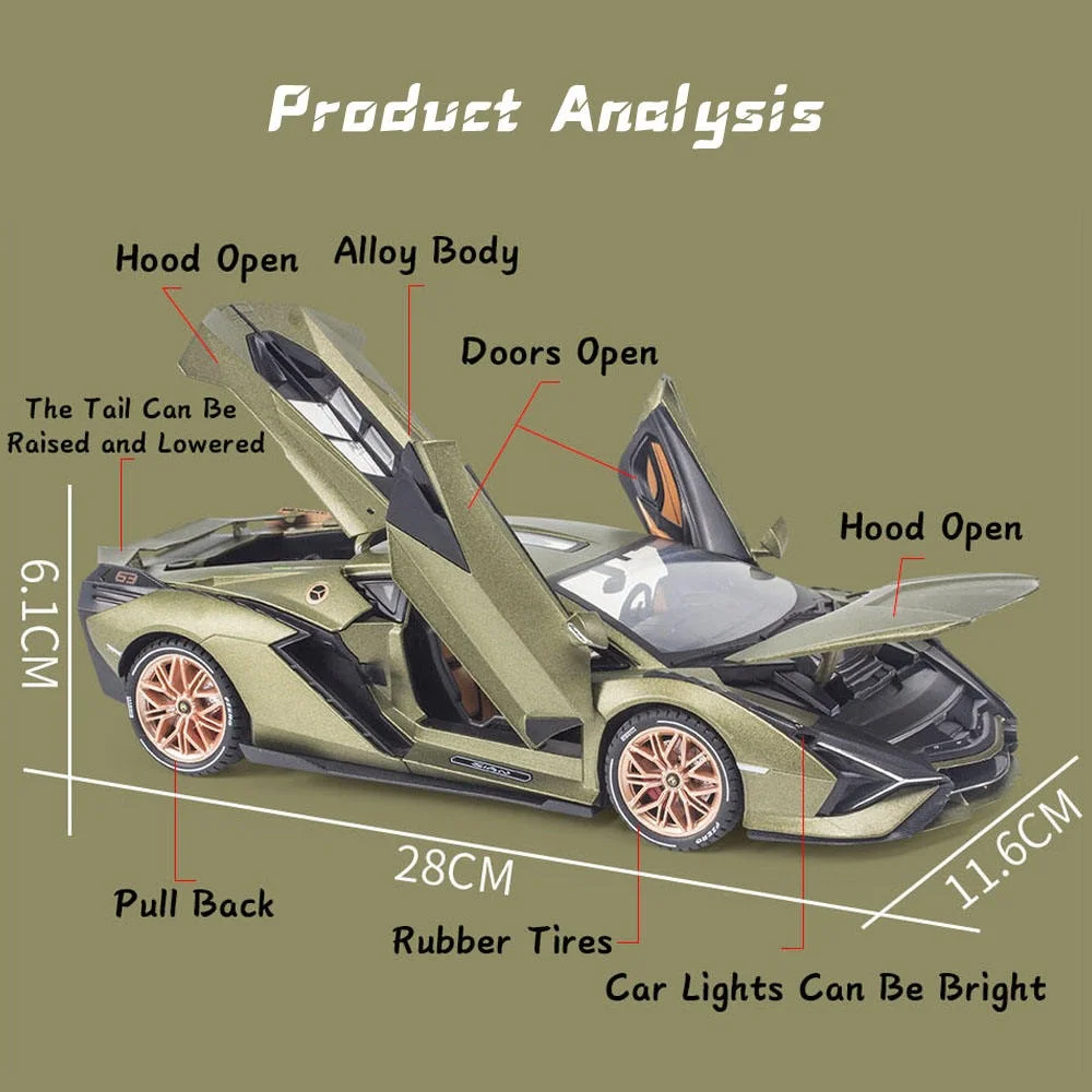 High-Quality Toys Supplier Assurance Toys Customization Vehicles Lambor Toy 1:18 Alloy Metal Diecast Model Car - Image 12