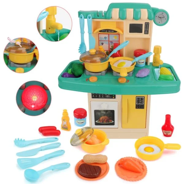 Export Quality Toys 23Pcs Kid Juguetes De Ninas Realistic Sounds Lights Running Water Role Play Kitchen Set Kitchen Toys - Image 3