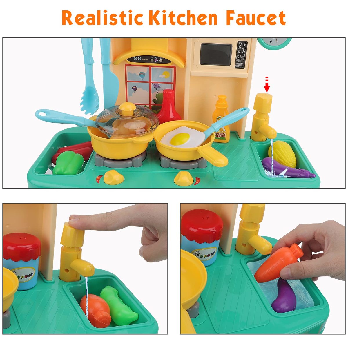 Export Quality Toys 23Pcs Kid Juguetes De Ninas Realistic Sounds Lights Running Water Role Play Kitchen Set Kitchen Toys - Image 4