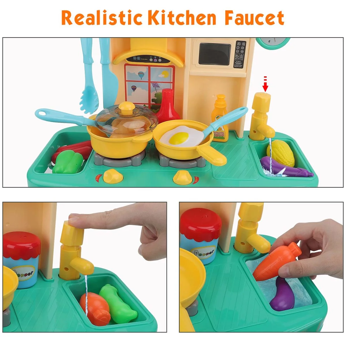 Export Quality Toys 23Pcs Kid Juguetes De Ninas Realistic Sounds Lights Running Water Role Play Kitchen Set Kitchen Toys - Image 5