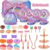 Toy Distributor China Kitchen Toys Pretend Play Preschool Metal Afternoon Tea Food Card Toy Tea Party Set for Girl - Image 20